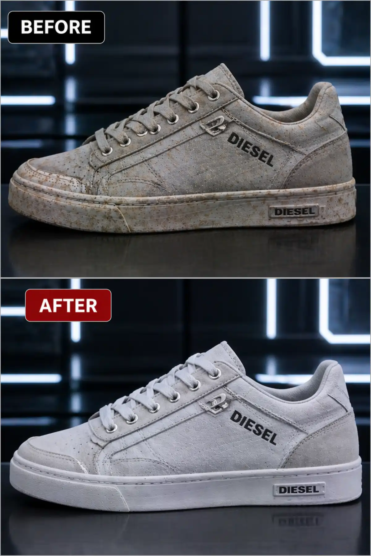 Sneaker sole and finishing work